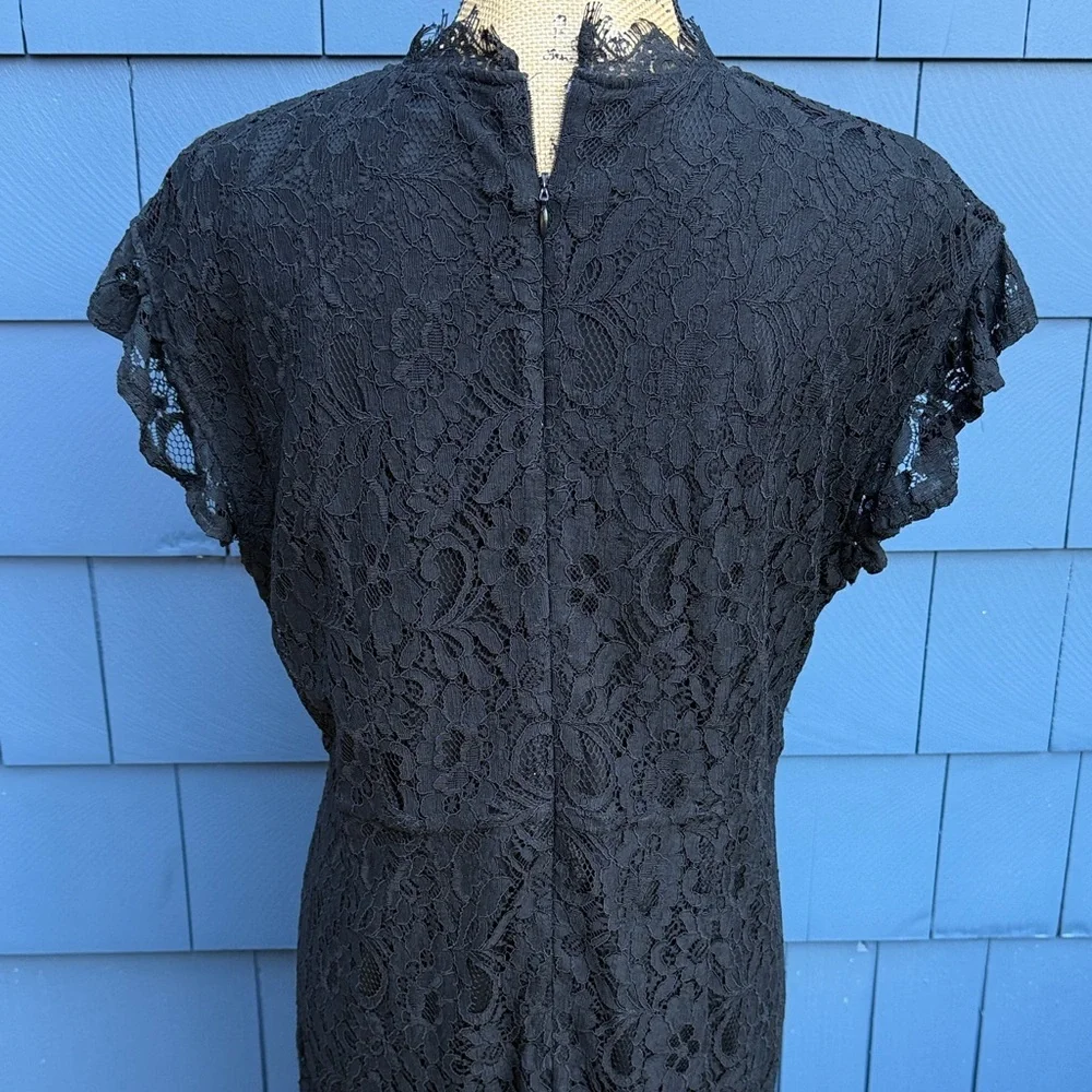 Who What Wear Black Lace Mini Dress flutter sleeve pinup